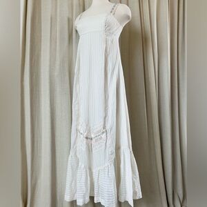 Vtg maxi slip dress with crochet and tiered skirt